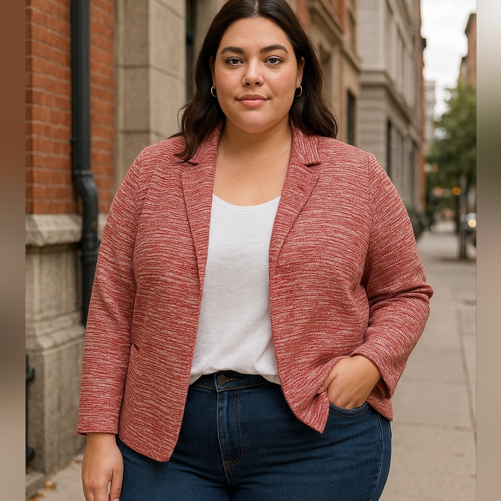 Talbots Red Herringbone Tweed Blazer